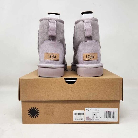 New women's 7 Ugg (from Anthropologie) Classic Mini II Boots in Pale Smoke - Picture 2 of 9